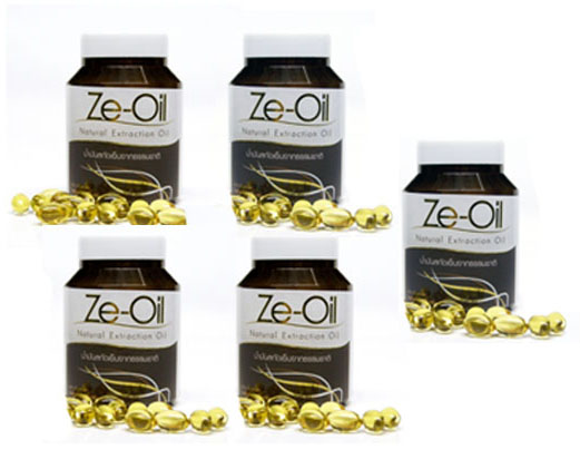 Ze Oil (ซีออยล์) จากน้ำมันสกัดเย็น 4 ชนิด เพื่อสุขภาพ 60capx5ขวด